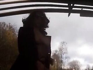 Crossdresser Outdoor Getting Off Venture