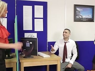 Alyssa Divine & Tia Layne Sucking Dick In An Office