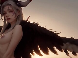 Charming Slender Buxom Ai-generated Ultimecia (final Fantasy Viii)  Emerges In All Her Glory At Sunset